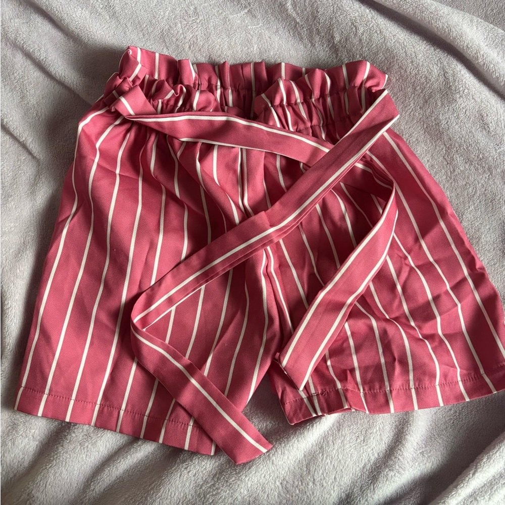 Pink Striped Girls Shorts
